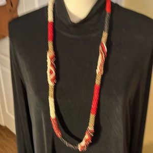 Beaded, red and black black necklace, costume jewelry.  Chicos.